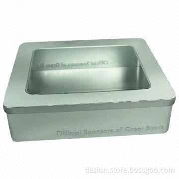 Tin Box with PET Window, Sized 26 x 22.5 x 8cm, Various Designs and Sizes Available
